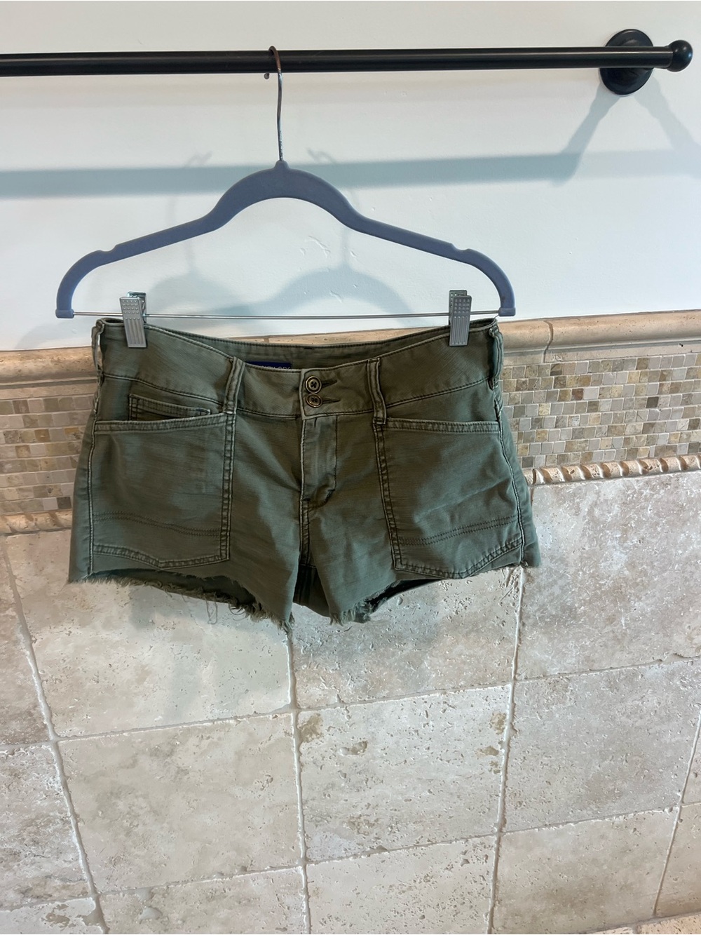 Pilcro Olive Utility Cargo Shorts